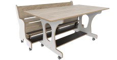 Hoogzit tafel L150 x B80 cm wit grey craft oak met 1 bank Tangara Groothandel voor de Kinderopvang Kinderdagverblijfinrichting3